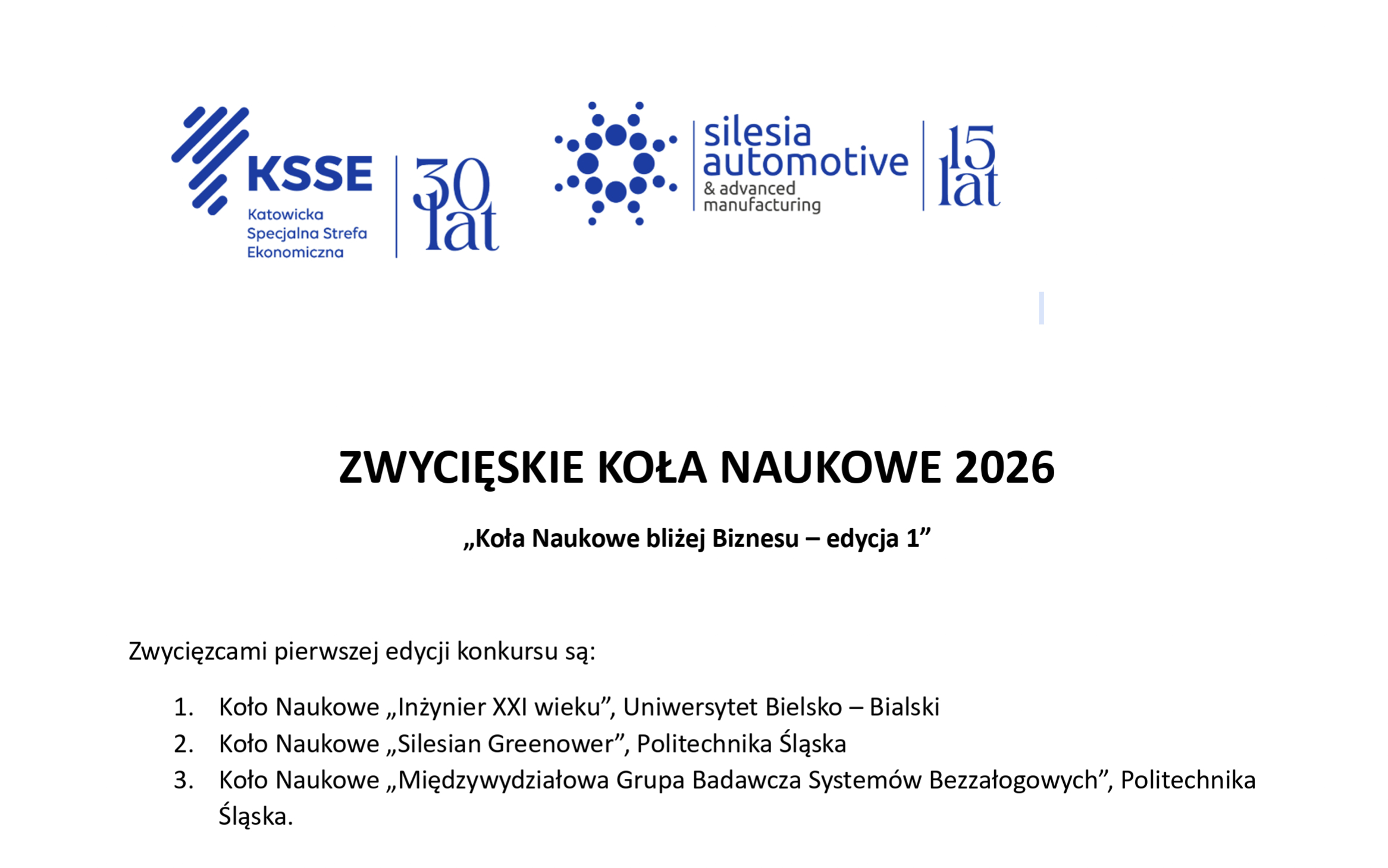 Konkurs „Koła Naukowe bliżej Biznesu”